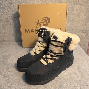 Manitobah Pacific Hiker Waterproof Boot Black Leather Shearling Moc Eu 41 10 NEW